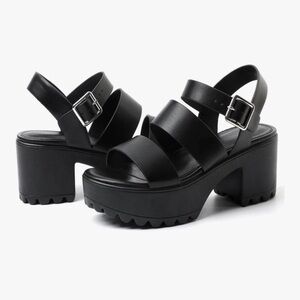 Black Chunky Platform Sandals
